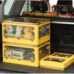 Large Capacity Folding Storage Box - Stackable Thickened Plastic Organizer, Transparent Household Storage Solution 50L